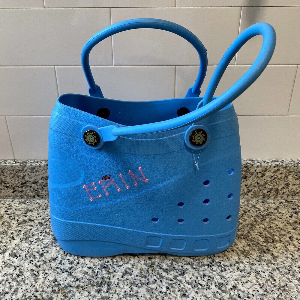 Optari Waterproof Beach Pool Sol Tote Bag Handles Blue Soft Rubber